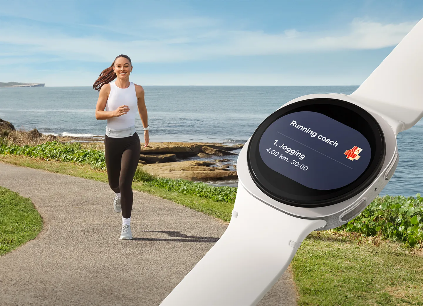 Smartwatch Samsung Galaxy Watch 8, um relógio digital feminino moderno com inteligência artificial.
